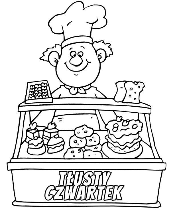 Confectioner invites you on Fat Thursday coloring page